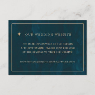 Navy Gold Stars Wedding Website   RSVP QR Cod Enclosure Card