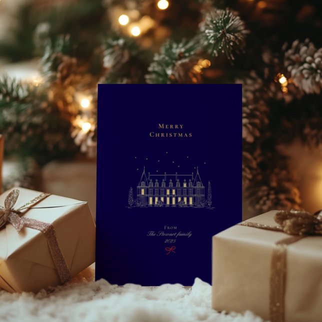 Navy & Gold Stylish Merry Christmas Chic (Navy & Gold Stylish Merry Christmas Chic Foil Holiday Card)