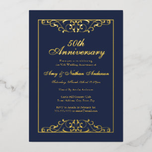 Navy Gold Swirl 50th Wedding Anniversary