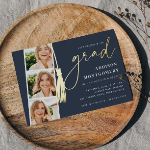 Navy Gold Tassel Photo Strip Graduation Party