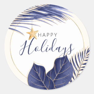 Navy & Gold Tropical Holiday Envelope Seals