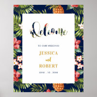 Navy & Gold | Tropical Summer Wedding Welcome Sign