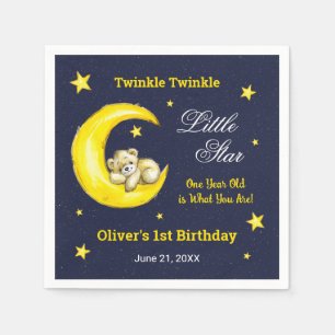 Navy Gold Twinkle Litle Star 1st Birthday Napkin