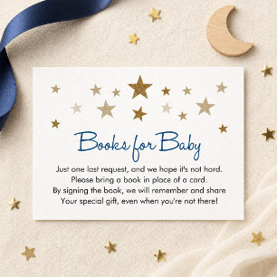 Navy Gold Twinkle Star Books for Baby Insert Card