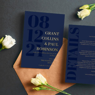 Navy & Gold Typography 2 in 1 Wedding