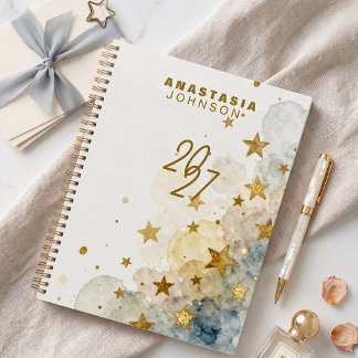Navy Gold Watercolor Celestial 2027 Planner