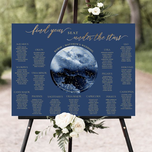 Navy, Gold Watercolor Table Seating Chart Sign (Creator Uploaded)