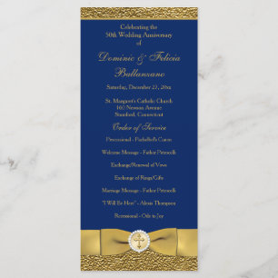 Navy Gold Wedding Anniversary Vow Renewal Program Programme