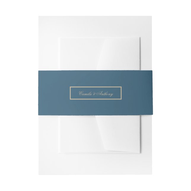 Navy Gold Wedding Invitation Belly Band (Front Example)