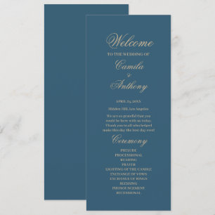 Navy Gold Wedding Programme