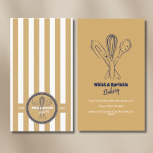 Navy & Gold Whisk Chef Catering Bakery  Business Card