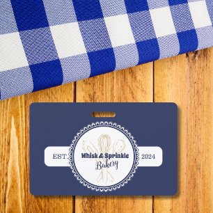 Navy & Gold Whisk Chef Catering Bakery ID Badge