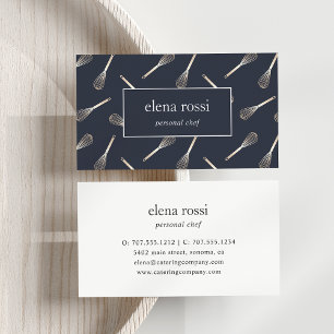 Navy & Gold Whisk Pattern Chef Catering Bakery Business Card