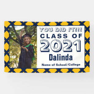 Navy & Gold You Did It Graduation Banner