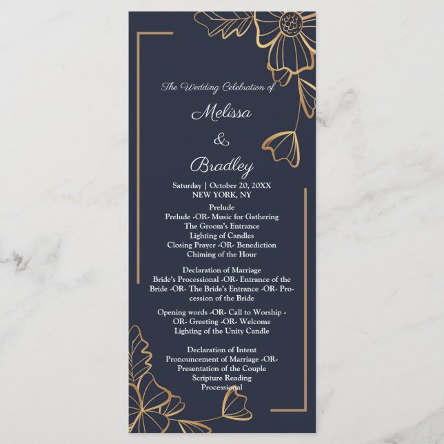 Navy & golden floral programme (Front)