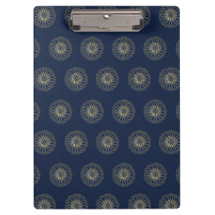 Navy Golden Zinnia Flower Medallions Clipboard