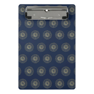 Navy   Golden Zinnia Flower Medallions Mini Clipboard