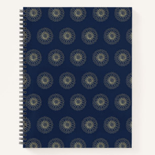 Navy Golden Zinnia Flower Medallions Notebook