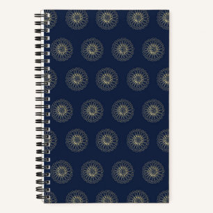 Navy Golden Zinnia Flower Medallions Notebook