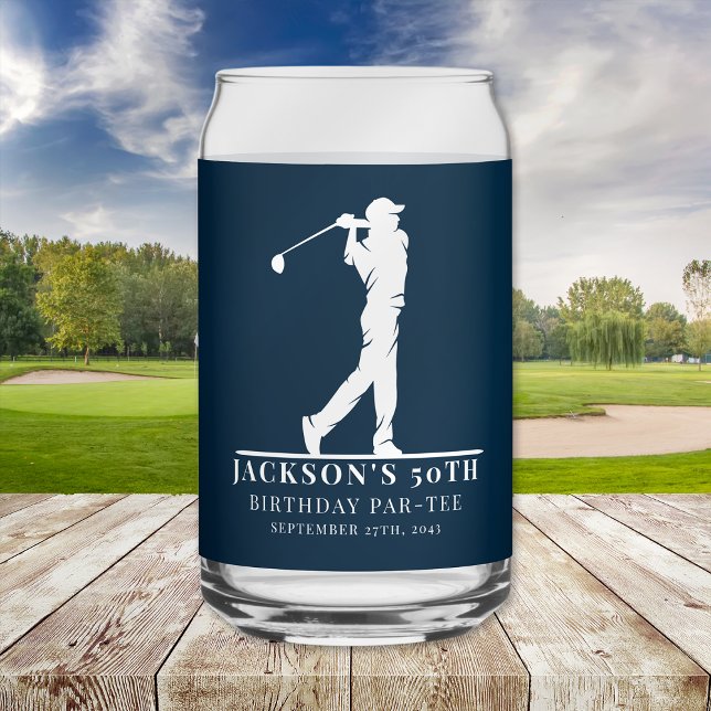 Navy Golf Themed Birthday Par-tee  Can Glass (Creator Uploaded)