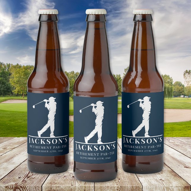 Navy Golf Themed Retirement Par-tee  Beer Bottle Label (Creator Uploaded)