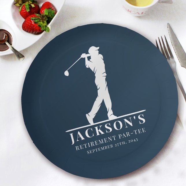 Navy Golf Themed Retirement Par-tee  Paper Plate (Creator Uploaded)