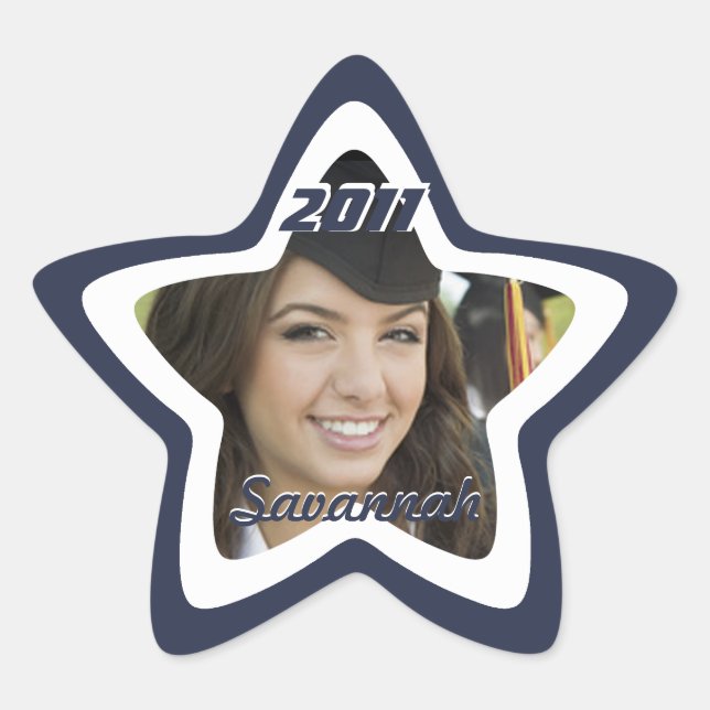 Navy Graduation or Sweet Sixteen Photo Stickers (Front)