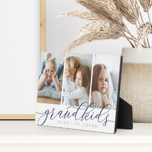 Navy   Grandkids Make Life Grand 3 Photo Collage Plaque