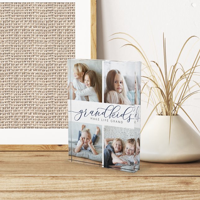 Navy | Grandkids Make Life Grand Collage Photo Block (Creator Uploaded)