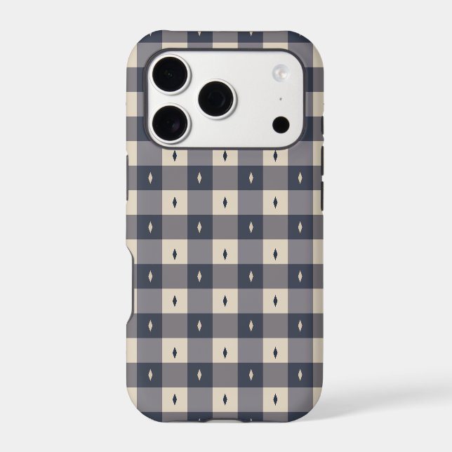 Navy Gray Checkerboard Diamond Pattern (Back)