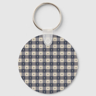 Navy Gray Checkerboard Diamond Pattern Key Ring