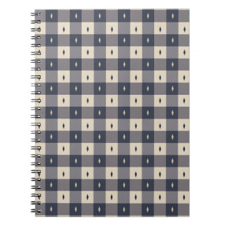 Navy Gray Checkerboard Diamond Pattern Notebook