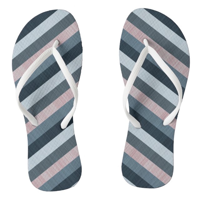 Navy Gray Pink Striped   Jandals (Footbed)