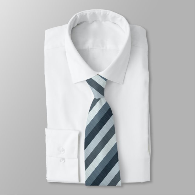 Navy Gray Stripes Tie (Tied)