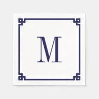 Navy Greek Key Border Monogram