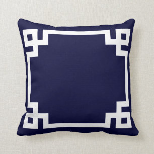 Navy Greek Key Pillow
