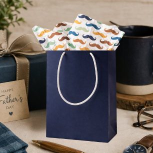 Navy Green Gold Colourful Moustache Father's Day Tissue Paper