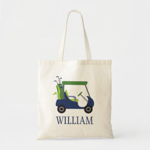 Navy & Green Golf Cart Personalised Tote Bag