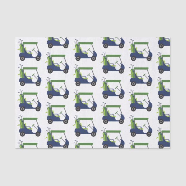 Navy & Green Golf Cart Tissue Paper (Front)