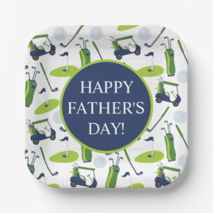 Navy & Green Golf Personalized Paper Plate