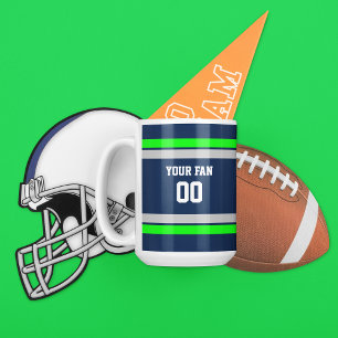 Navy, Green & Grey Football Team Personalised Coffee Mug