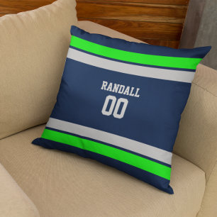 Navy, Green & Grey Football Team Personalised Cushion
