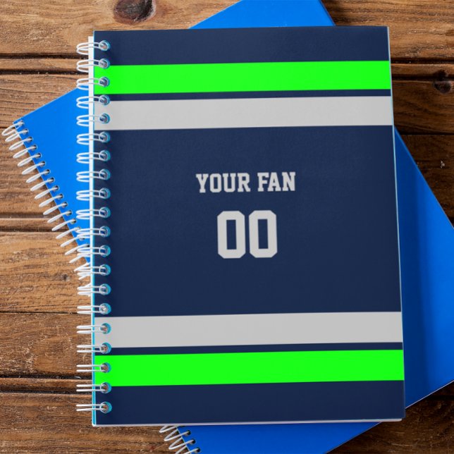 Navy, Green & Grey Football Team Personalised Notebook (Creator Uploaded)