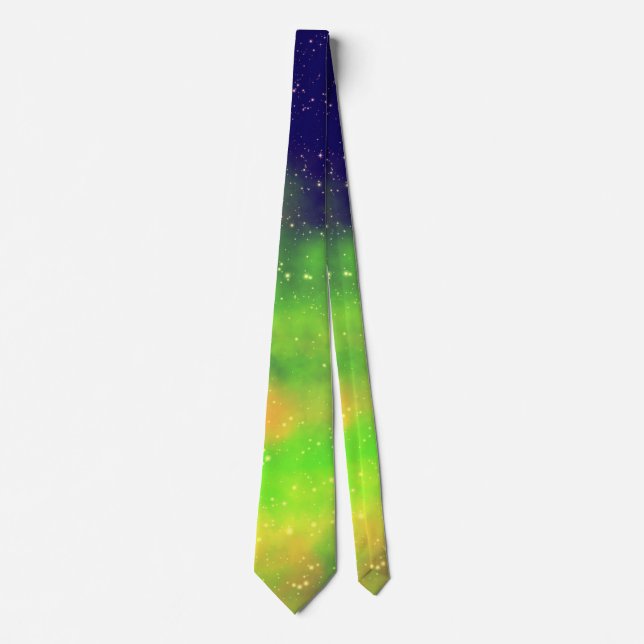 Navy Green Nightsky milkyway,  stars Tie (Front)