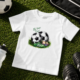 Navy green Soccer Kids Watercolor photo Baby T-Shirt