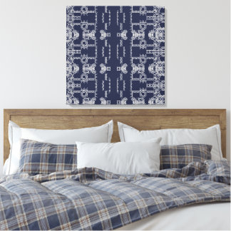 Navy Grey Scrolled Pattern Colours Wall Art