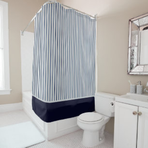 Navy & Grey Striped Shower Curtain