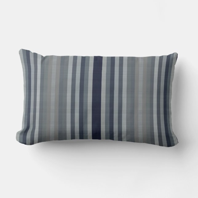 Navy Grey Stripes Lumbar Cushion (Front)