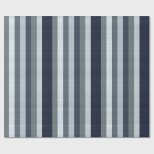 Navy Grey Stripes Wrapping Paper