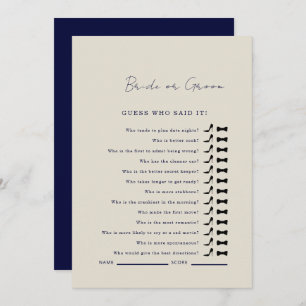 Navy Guess Who Said It Shower Game Invitation